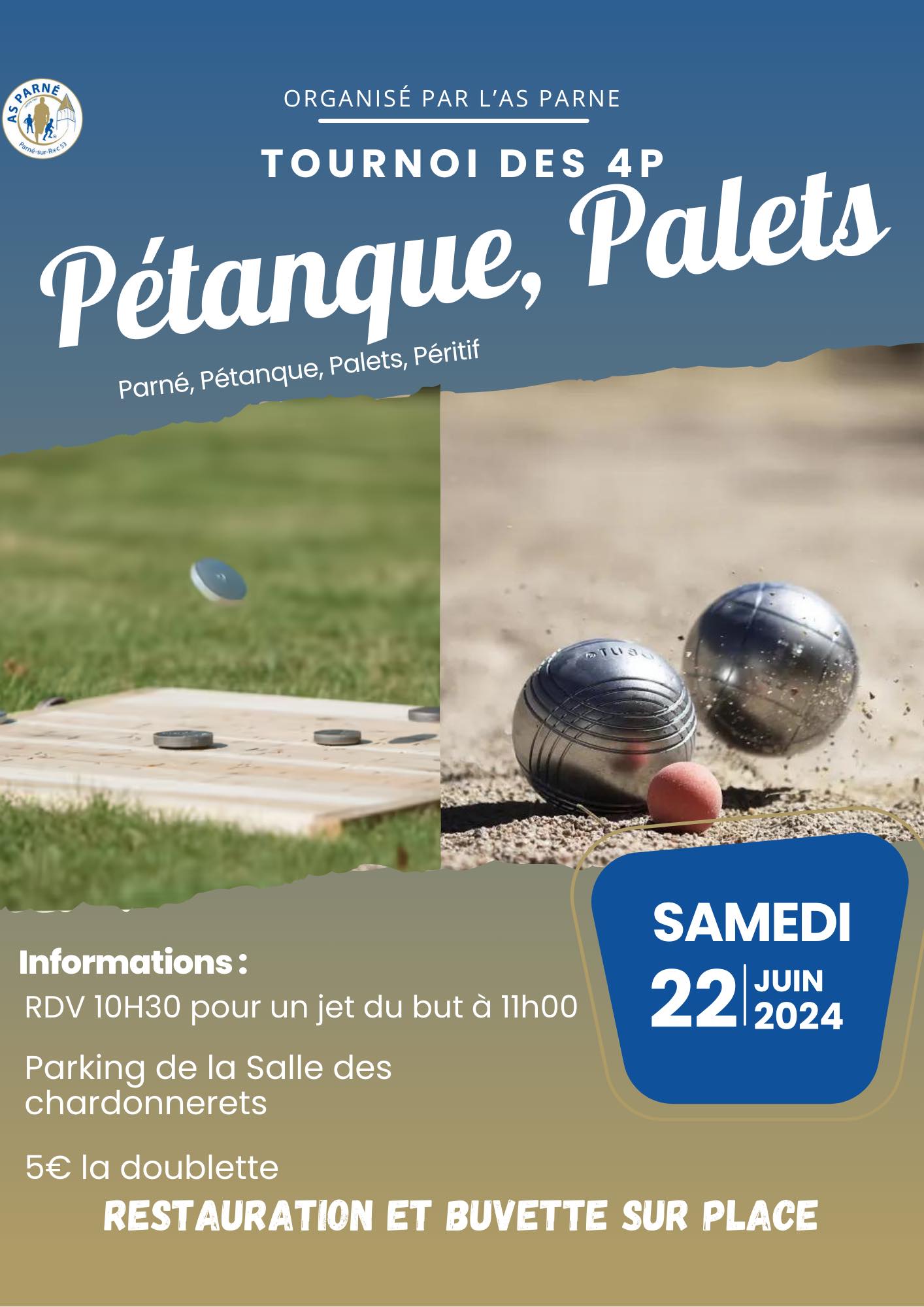 Affiche tournoi des 4P / pétanque, palets